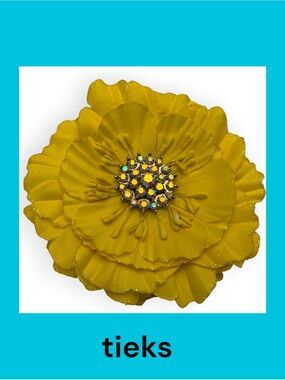 Tieks Yellow Fabric Flower with Rhinestone Cluster